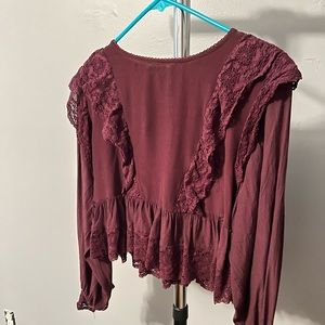 Free People burgundy/purple lace top
